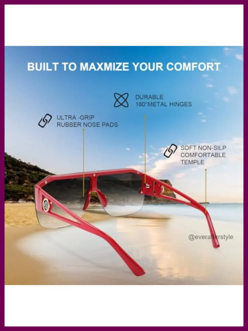 Oversized Square Shield Sunglasses UV400 for Women Men